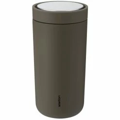 Brandneu ???? Stelton To Go Click Stahl 685 Thermobecher - 400 Ml - Soft Bark ????
